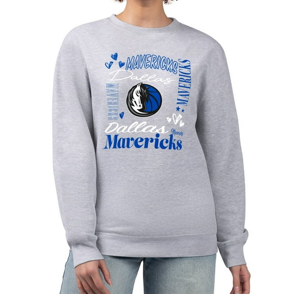 Women's G-III 4Her by Carl Banks Heather Gray Dallas Mavericks Collage Team Graphic Fleece Pullover Sweatshirt