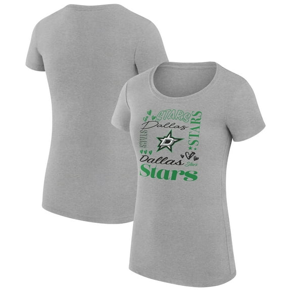Women's G-III 4Her by Carl Banks Heather Gray Dallas Stars Super-Slim Fit Lightweight Collage Team Graphic T-Shirt