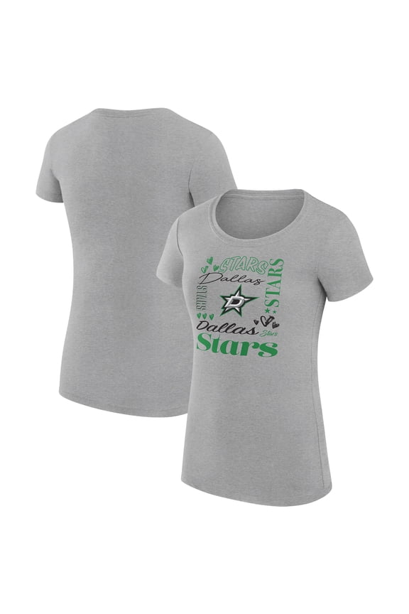 Women's G-III 4Her by Carl Banks Heather Gray Dallas Stars Super-Slim Fit Lightweight Collage Team Graphic T-Shirt