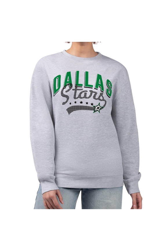 Women's G-III 4Her by Carl Banks Heather Gray Dallas Stars Filigree Team Graphic Fleece Pullover Sweatshirt