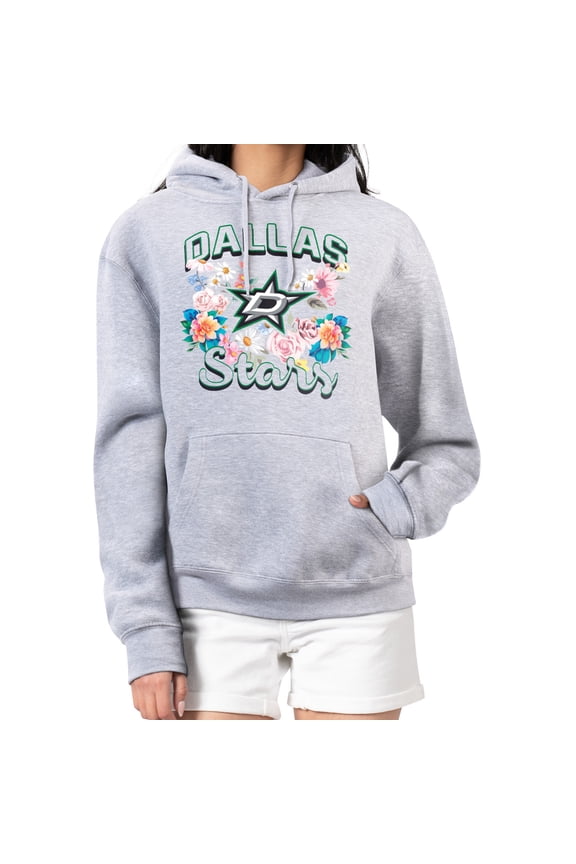 Women's G-III 4Her by Carl Banks Heather Gray Dallas Stars Flower Logo Pullover Hoodie