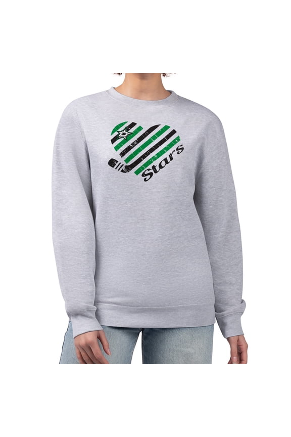 Women's G-III 4Her by Carl Banks  Heather Gray Dallas Stars Heart Graphic Pullover Sweatshirt
