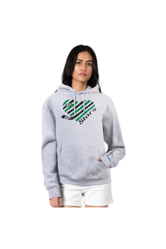Women's G-III 4Her by Carl Banks  Heather Gray Dallas Stars Heart Pullover Hoodie