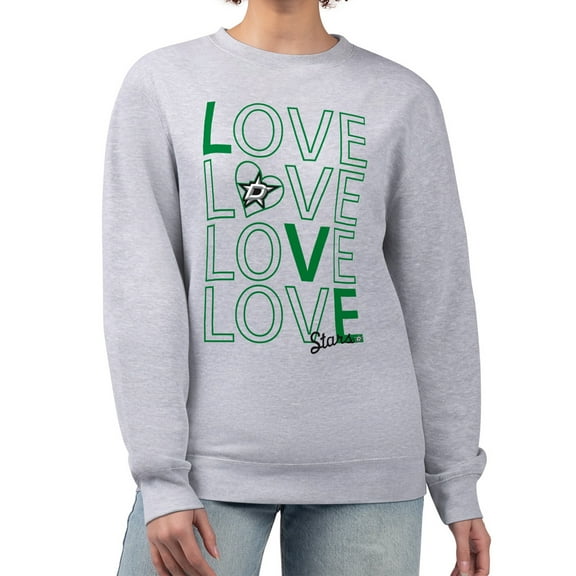 Women's G-III 4Her by Carl Banks  Heather Gray Dallas Stars Lots Of Love Team Logo Graphic Pullover Sweatshirt