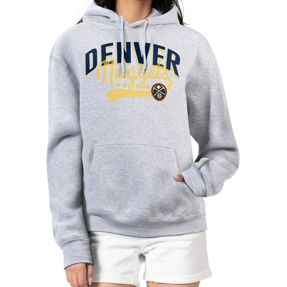 Women's G-III 4Her by Carl Banks  Heather Gray Denver Nuggets Filigree Logo Pullover Hoodie