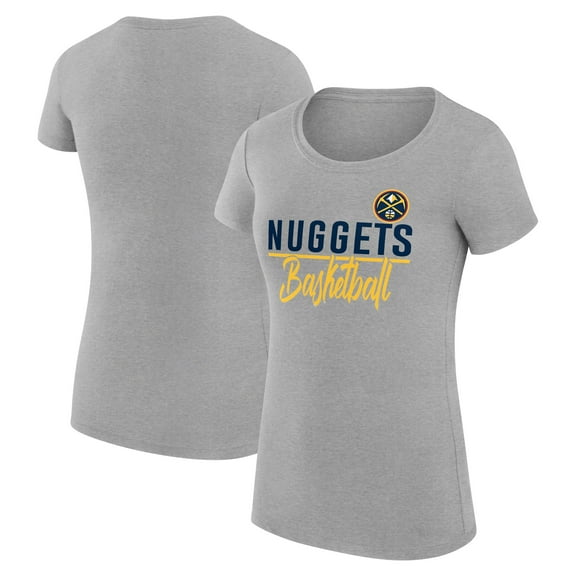 Women's G-III 4Her by Carl Banks  Heather Gray Denver Nuggets Super-Slim Fit Lightweight Team Sport V-Neck T-Shirt