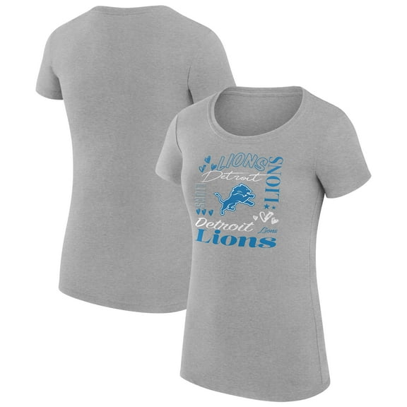 Women's G-III 4Her by Carl Banks  Heather Gray Detroit Lions Super-Slim Fit Lightweight Collage Team T-Shirt