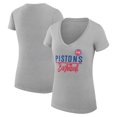 thumbnail image 1 of Women's G-III 4Her by Carl Banks Heather Gray Detroit Pistons Team Sport Fitted V-Neck T-Shirt, 1 of 3