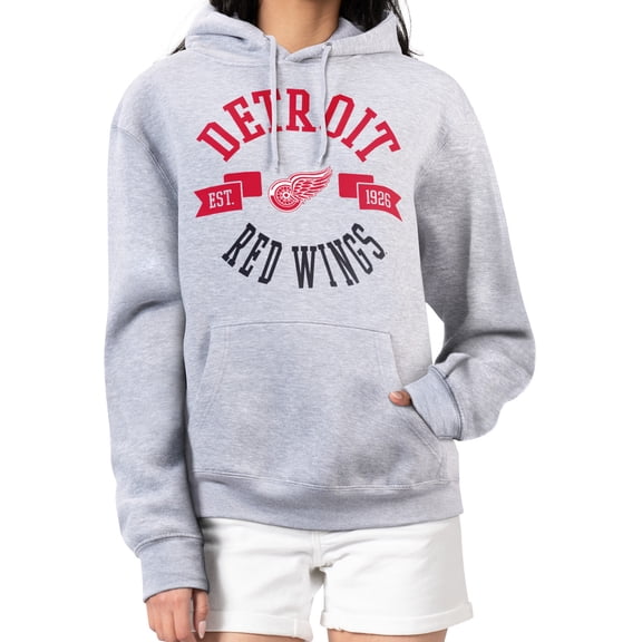 Women's G-III 4Her by Carl Banks Heather Gray Detroit Red Wings City Graphic Fleece Pullover Hoodie