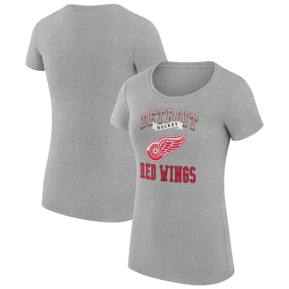 Women's G-III 4Her by Carl Banks Heather Gray Detroit Red Wings Super-Slim Fit Lightweight Team Logo Graphic T-Shirt