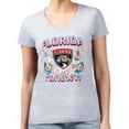 thumbnail image 1 of Women's G-III 4Her by Carl Banks Heather Gray Florida Panthers Super-Slim Fit Lightweight Flower Logo V-Neck T-Shirt, 1 of 2