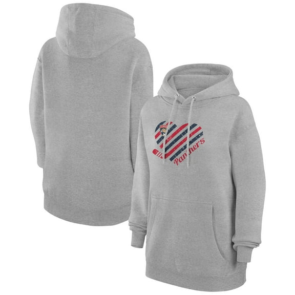 Women's G-III 4Her by Carl Banks  Heather Gray Florida Panthers Heart Pullover Hoodie
