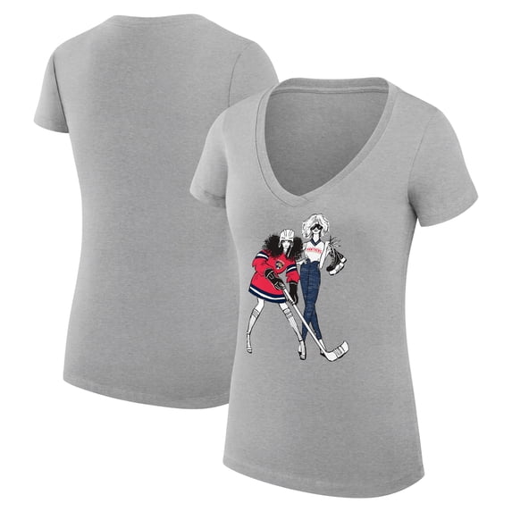 Women's G-III 4Her by Carl Banks Heather Gray Florida Panthers Super-Slim Fit Lightweight Hockey Girls V-Neck T-Shirt