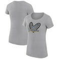 thumbnail image 1 of Women's G-III 4Her by Carl Banks Heather Gray Golden State Warriors Super-Slim Fit Lightweight Leopard Heart T-Shirt, 1 of 3