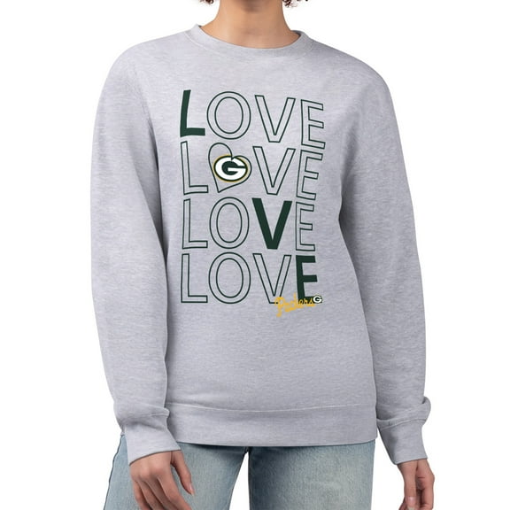 Women's G-III 4Her by Carl Banks  Heather Gray Green Bay Packers Lots of Love Graphic Fleece Pullover Sweatshirt