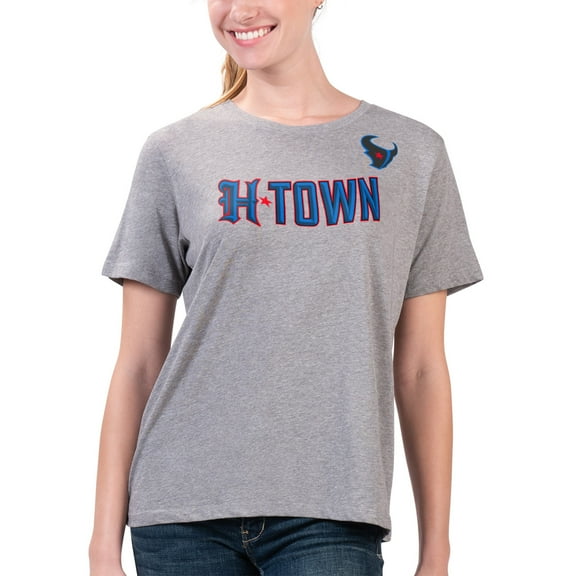 Women's G-III 4Her by Carl Banks Heather Gray Houston Texans Super-Slim Fit Lightweight H-Town T-Shirt