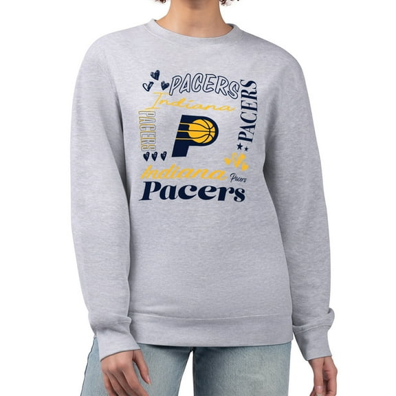 Women's G-III 4Her by Carl Banks Heather Gray Indiana Pacers Collage Team Graphic Fleece Pullover Sweatshirt