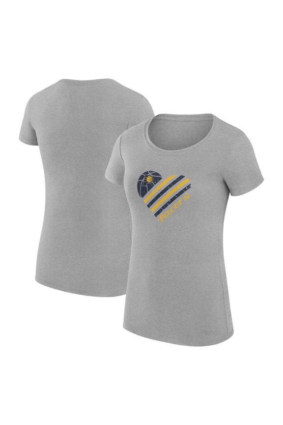 Women's G-III 4Her by Carl Banks Heather Gray Indiana Pacers Super-Slim Fit Lightweight Heart T-Shirt
