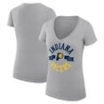 thumbnail image 1 of Women's G-III 4Her by Carl Banks Heather Gray Indiana Pacers Super-Slim Fit Lightweight Large City Logo V-Neck T-Shirt, 1 of 3