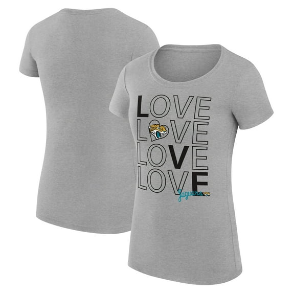 Women's G-III 4Her by Carl Banks Heather Gray Jacksonville Jaguars Love Graphic Fitted T-Shirt