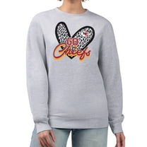 Women's G-III 4Her by Carl Banks Heather Gray Kansas City Chiefs Leopard Heart Pullover Sweatshirt