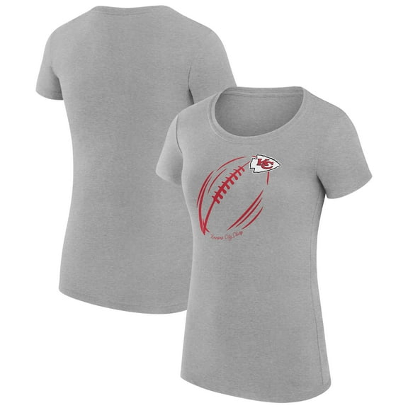 Women's G-III 4Her by Carl Banks  Heather Gray Kansas City Chiefs Super-Slim Fit Lightweight Subtle Football T-Shirt