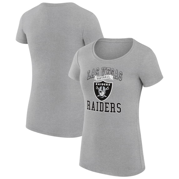 Women's G-III 4Her by Carl Banks Heather Gray Las Vegas Raiders Team Logo Graphic Fitted T-Shirt