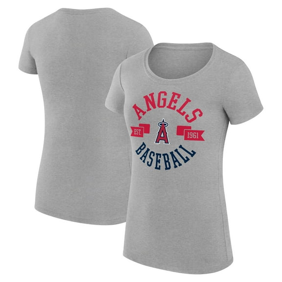 Women's G-III 4Her by Carl Banks Heather Gray Los Angeles Angels Super-Slim Fit Lightweight City Graphic T-Shirt