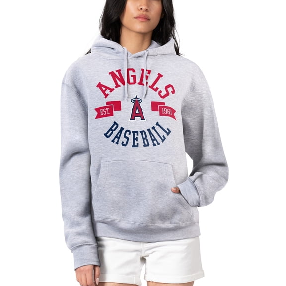 Women's G-III 4Her by Carl Banks Heather Gray Los Angeles Angels City Graphic Pullover Hoodie