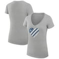 thumbnail image 1 of Women's G-III 4Her by Carl Banks  Heather Gray Los Angeles Dodgers Heart V-Neck Fitted T-Shirt, 1 of 5