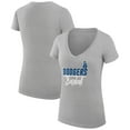 thumbnail image 1 of Women's G-III 4Her by Carl Banks  Heather Gray Los Angeles Dodgers Team Graphic V-Neck Fitted T-Shirt, 1 of 3