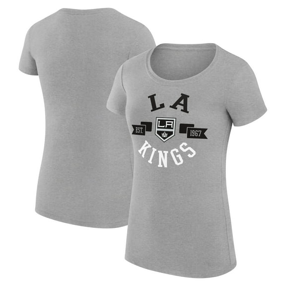 Women's G-III 4Her by Carl Banks Heather Gray Los Angeles Kings Super-Slim Fit Lightweight City Graphic Sport Crewneck