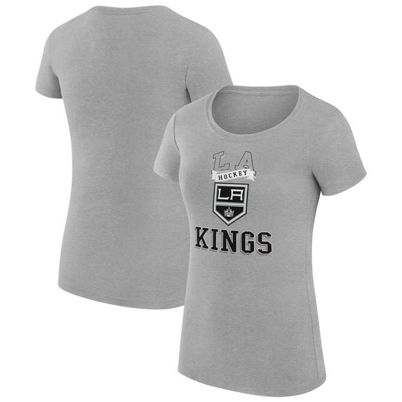 Women's G-III 4Her by Carl Banks Heather Gray Los Angeles Kings Super-Slim Fit Lightweight Team Logo Graphic T-Shirt