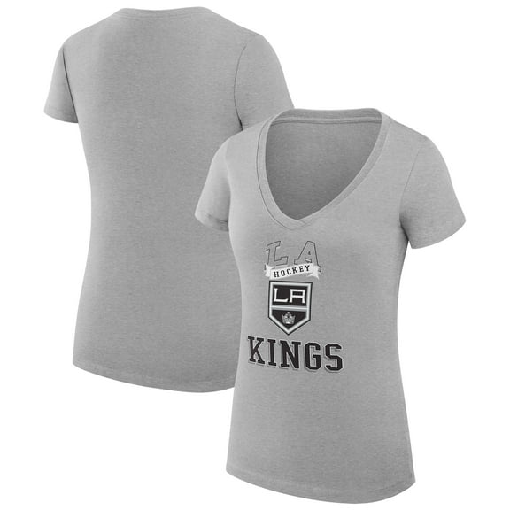 Women's G-III 4Her by Carl Banks Heather Gray Los Angeles Kings Super-Slim Fit Lightweight Team Logo Graphic V-Neck