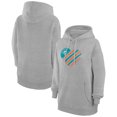 thumbnail image 1 of Women's G-III 4Her by Carl Banks  Heather Gray Miami Dolphins Heart Graphic Fleece Pullover Hoodie, 1 of 3