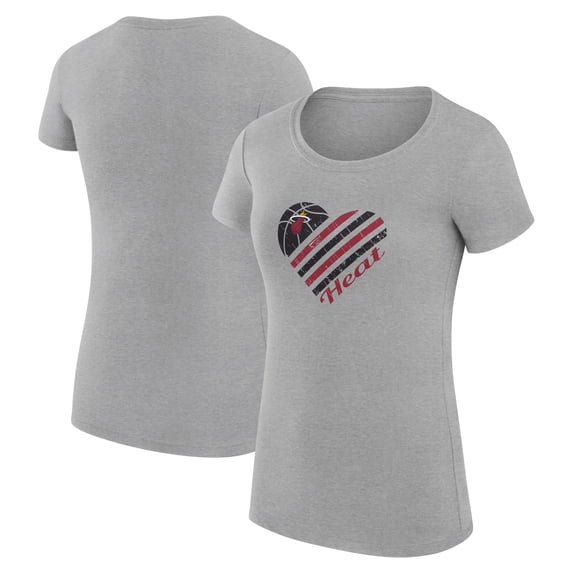 Women's G-III 4Her by Carl Banks Heather Gray Miami Heat Heart T-Shirt
