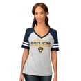 thumbnail image 1 of Women's G-III 4Her by Carl Banks Heather Gray Milwaukee Brewers Goal Line Raglan V-Neck T-Shirt, 1 of 2