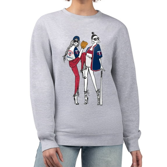 Women's G-III 4Her by Carl Banks Heather Gray Minnesota Twins Baseball Girls Fleece Pullover Sweatshirt