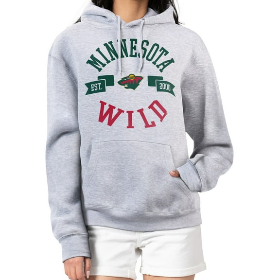 Women's G-III 4Her by Carl Banks Heather Gray Minnesota Wild City Graphic Fleece Pullover Hoodie