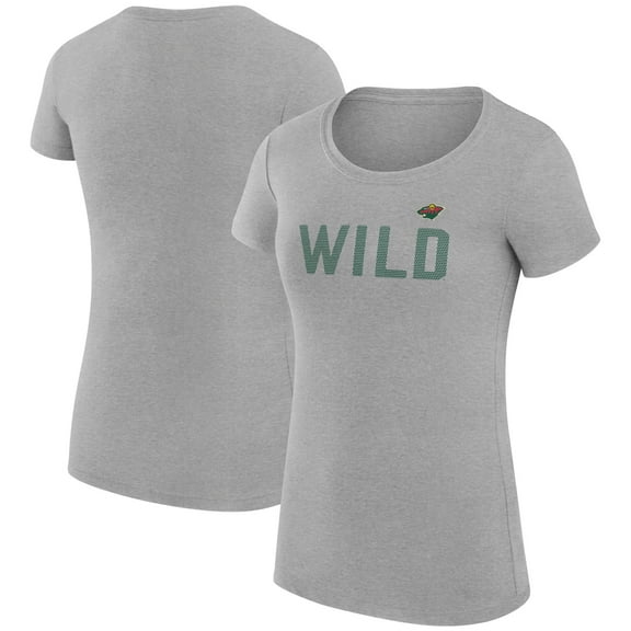 Women's G-III 4Her by Carl Banks Heather Gray Minnesota Wild Super-Slim Fit Lightweight Dot Print Team T-Shirt