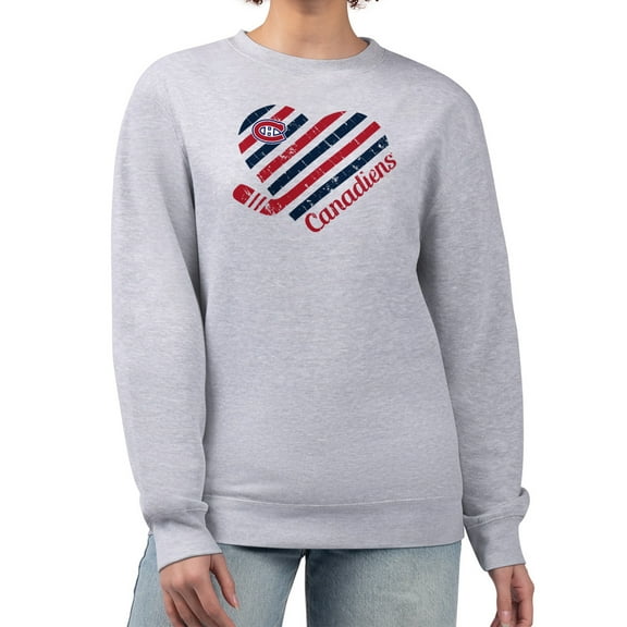 Women's G-III 4Her by Carl Banks  Heather Gray Montreal Canadiens Heart Graphic Pullover Sweatshirt