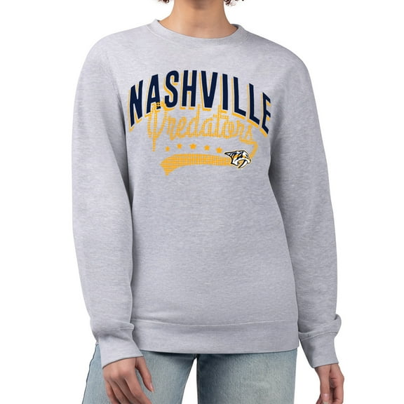 Women's G-III 4Her by Carl Banks Heather Gray Nashville Predators Filigree Team Graphic Fleece Pullover Sweatshirt