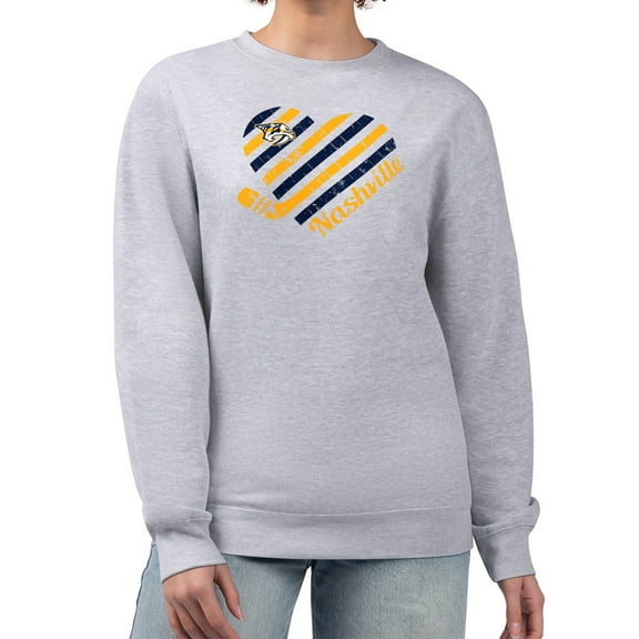 Women's G-III 4Her by Carl Banks  Heather Gray Nashville Predators Heart Graphic Pullover Sweatshirt