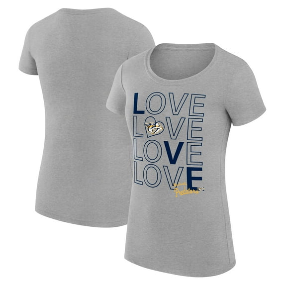 Women's G-III 4Her by Carl Banks Heather Gray Nashville Predators Hockey Love Fitted T-Shirt