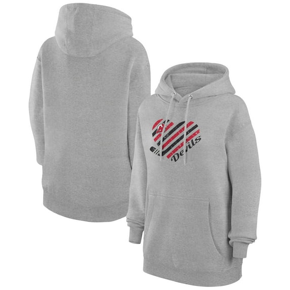 Women's G-III 4Her by Carl Banks Heather Gray New Jersey Devils Heart Pullover Hoodie