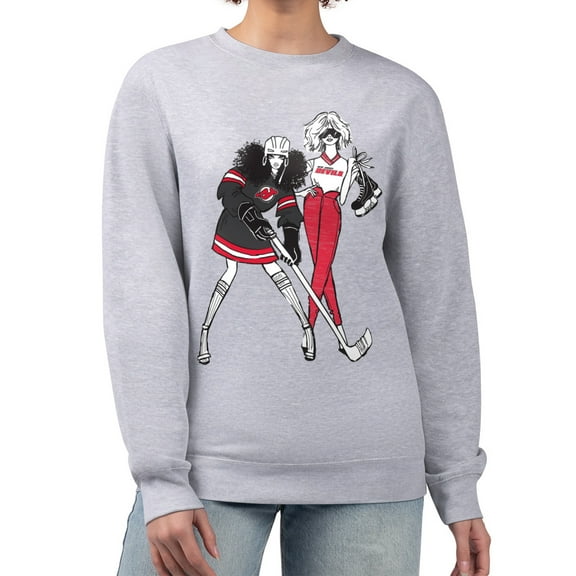 Women's G-III 4Her by Carl Banks  Heather Gray New Jersey Devils Hockey Girls Team Graphic Fleece Pullover Sweatshirt