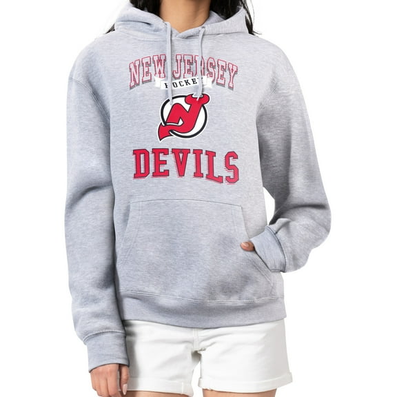 Women's G-III 4Her by Carl Banks Heather Gray New Jersey Devils Team Logo Tri-Blend Fleece Pullover Hoodie