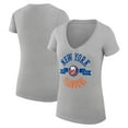 thumbnail image 1 of Women's G-III 4Her by Carl Banks Heather Gray New York Islanders City Graphic V-Neck Fitted T-Shirt, 1 of 3