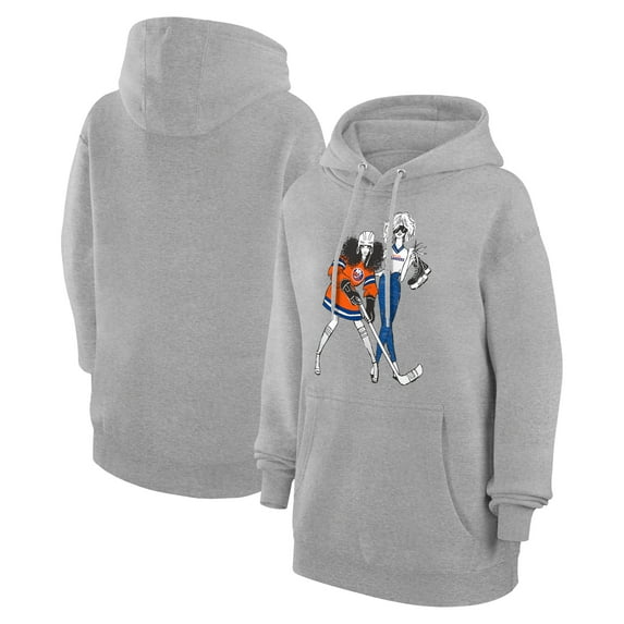 Women's G-III 4Her by Carl Banks Heather Gray New York Islanders Hockey Girls Fleece Pullover Hoodie