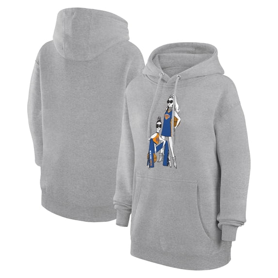 Women's G-III 4Her by Carl Banks Heather Gray New York Knicks Basketball Girls Fleece Pullover Hoodie